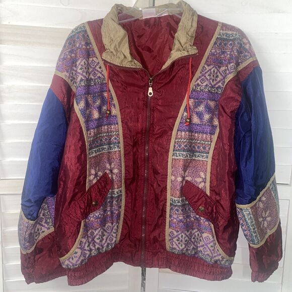 Vintage Athletic Works 2 Pc Set Jogger Parachute Pants Windbreaker Women's Large - Picture 3 of 12